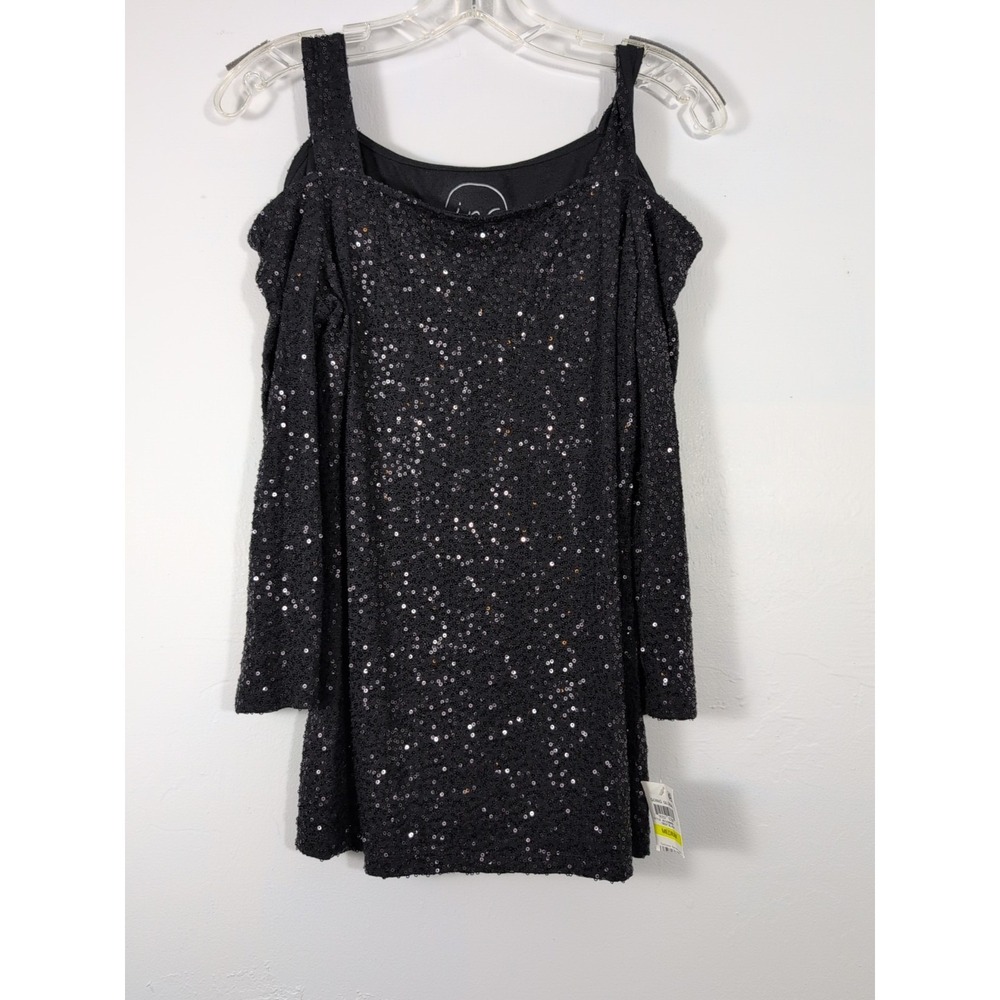 International Concepts (INC Sequin Cold Shoulder Top Black M NWT